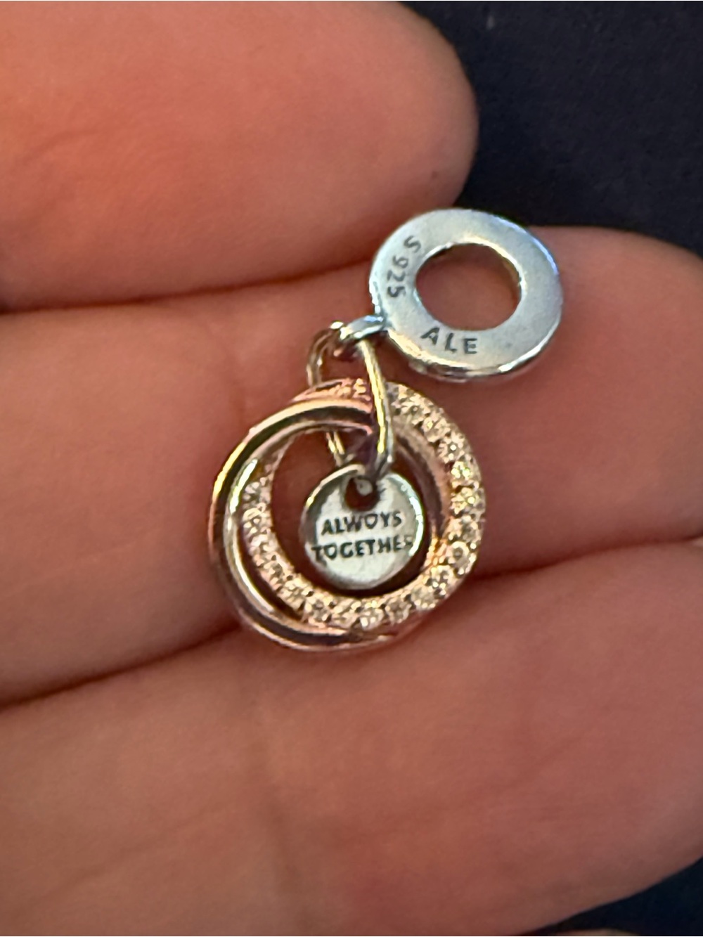 Together Two-Tone 'Always Together' Circle Charm Pendant - Silver & Rose Gold
